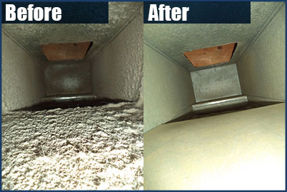 Before and After Image of Air duct Cleaning